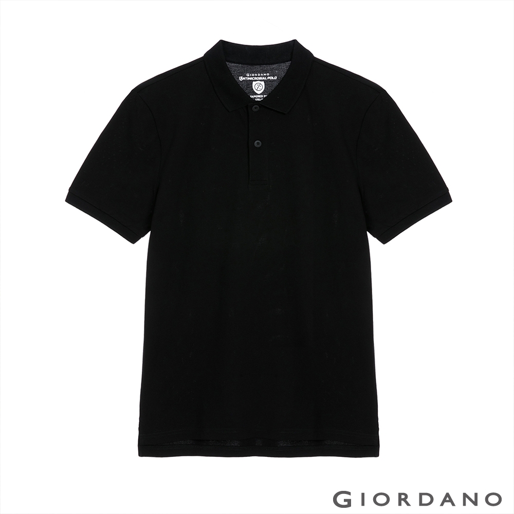 GIORDANO 男裝經典素色抗菌POLO衫 - 09 標誌黑