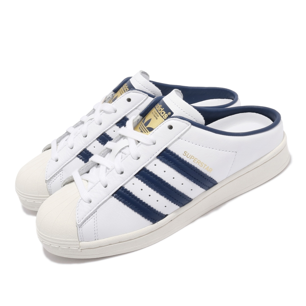 adidas 休閒鞋 Superstar Mule 套腳 男女鞋 愛迪達 貝殼頭 半包拖鞋 情侶穿搭 白 藍 FX5859