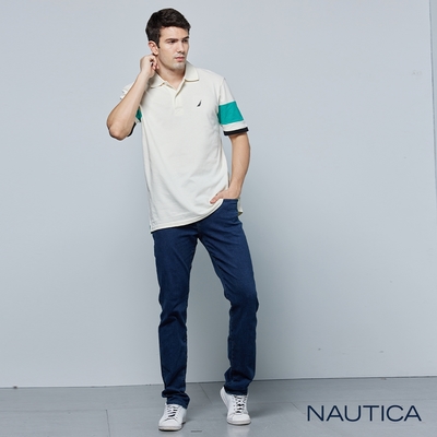 Nautica 男裝 涼感修身直筒牛仔長褲-深藍