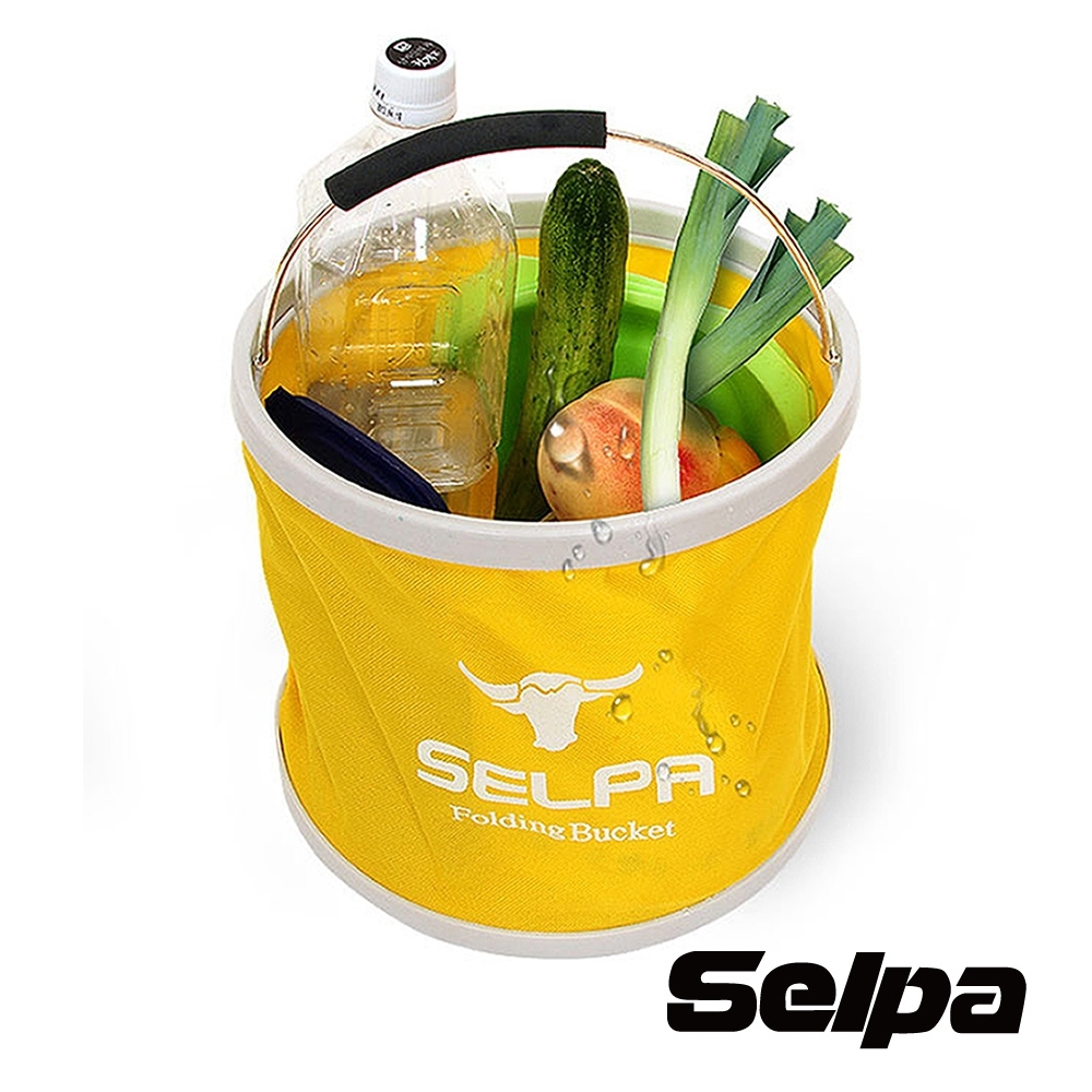 韓國SELPA 收納大容量可摺疊多用途水桶 黃色