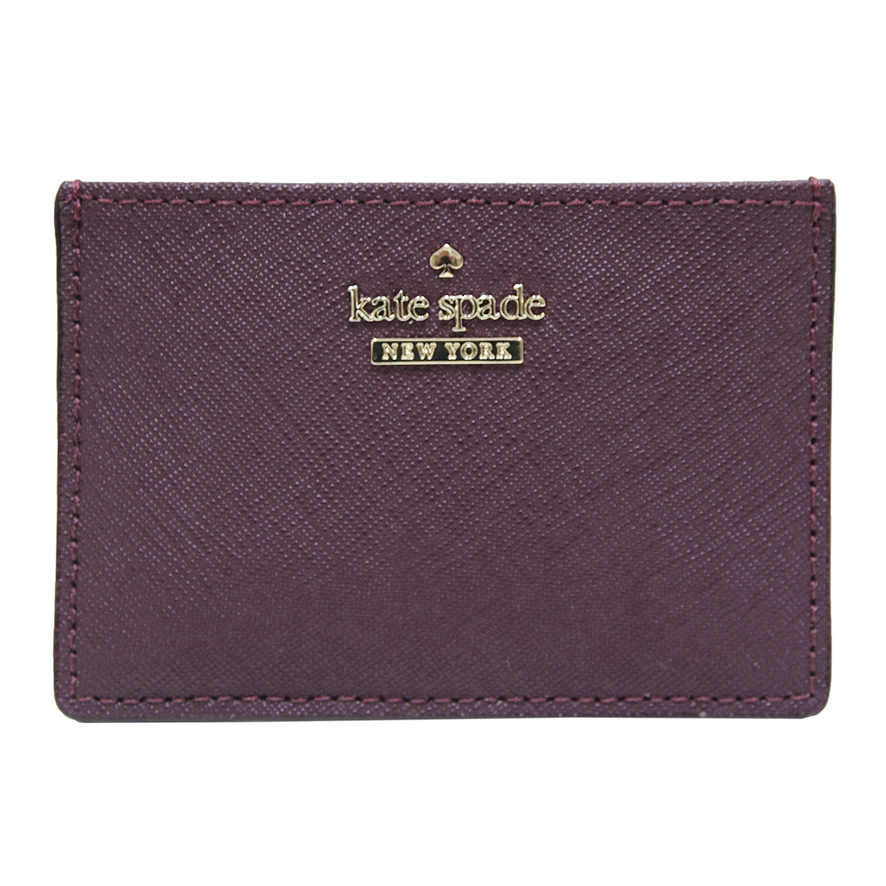 Kate spade card holder 防刮牛皮證件/名片夾-深紫紅