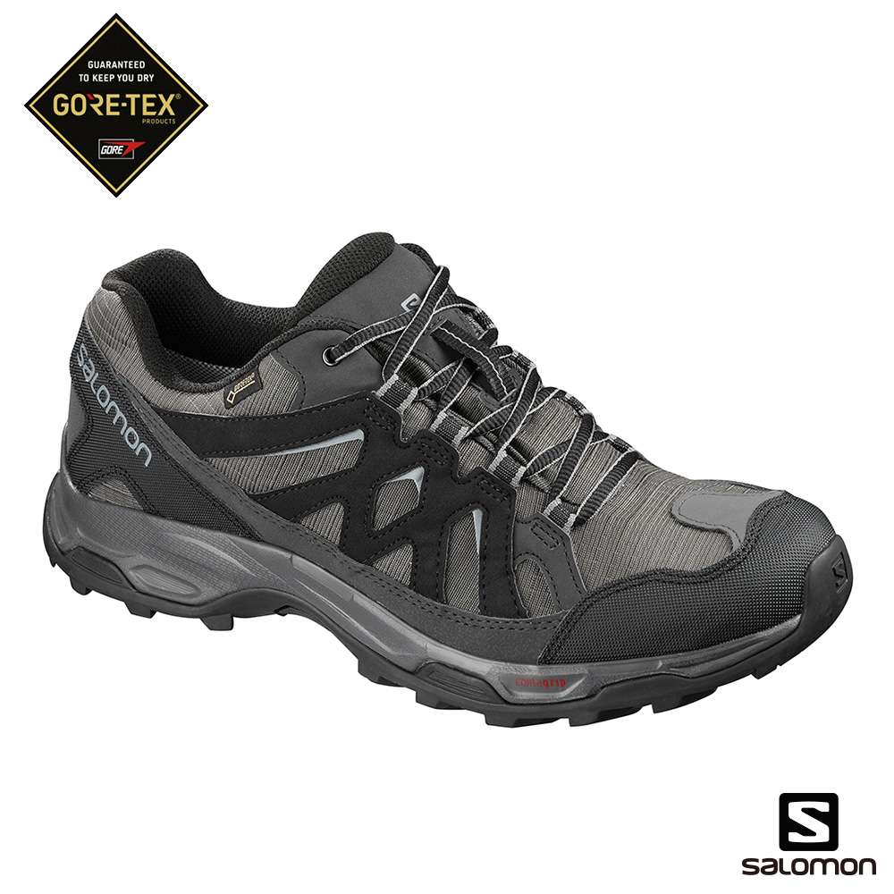 Salomon 登山鞋 低筒 GORETEX 防水 男 EFFECT 黑灰