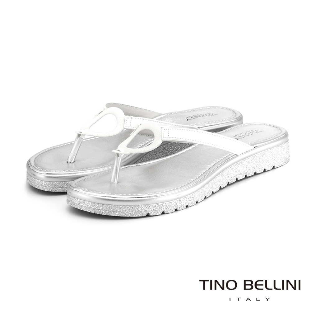 Tino Bellini義大利進口幾何輪廓夾腳拖鞋_白