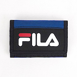 FILA [OTW-3010-BU] 皮夾 三摺 運動 短夾 卡夾 經典 LOGO 簡約 魔鬼氈 黑 藍