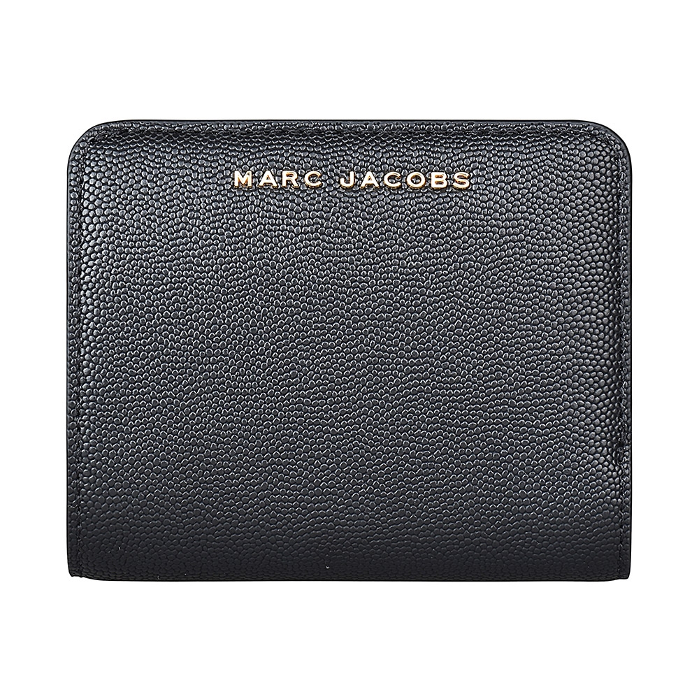 MARC JACOBS DAILY MINI金字LOGO防刮小牛皮4卡扣式短夾(黑)