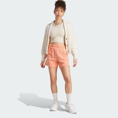 adidas 愛迪達 短褲 女款 運動褲 刷毛 淺橘 IK4260(L4741)