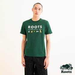 Roots 男裝- ROOTS ESTABLISHED修身短袖T恤-深綠色