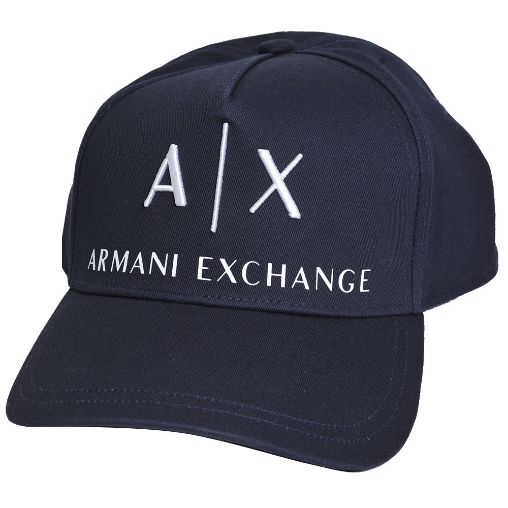 A|X Armani Exchange 經典大品牌字母 A|X 圖騰刺繡LOGO棒球帽(海軍藍)