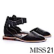 低跟鞋 MISS 21 個性直率踝帶釦造型真皮低跟鞋－黑 product thumbnail 1