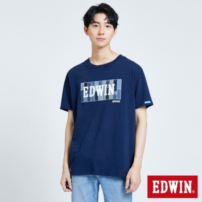 EDWIN 循環經濟 箱型LOGO 短袖T恤-男-丈青色