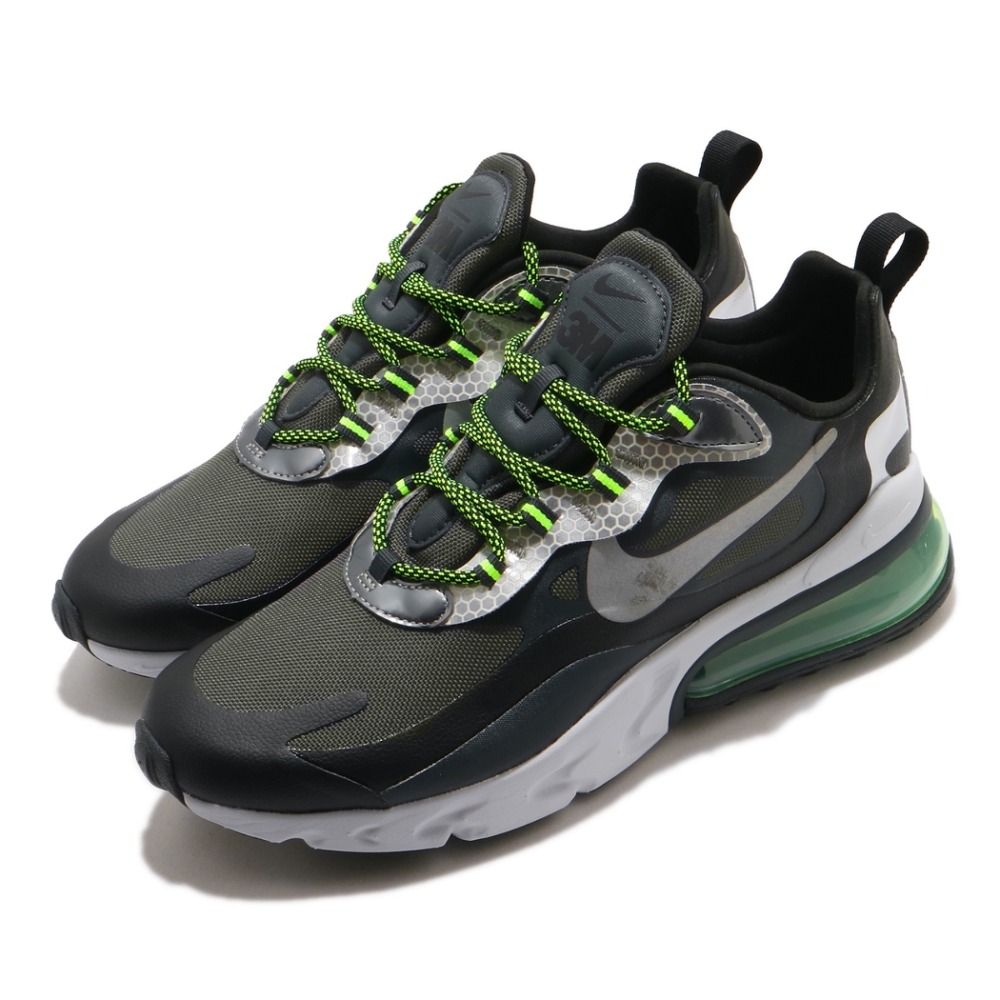 Nike 休閒鞋 Air Max 270 React 男鞋 氣墊 舒適 避震 球鞋 穿搭 反光 黑 綠 CT1647001