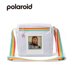 Polaroid 相機包 白+彩虹肩帶