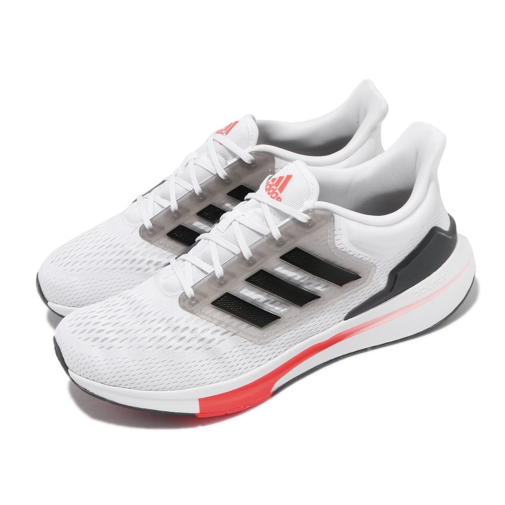 adidas 慢跑鞋 EQ21 Run 低筒 運動 男鞋 愛迪達 輕量透氣 舒適避震 路跑 健身 白 黑 H00511