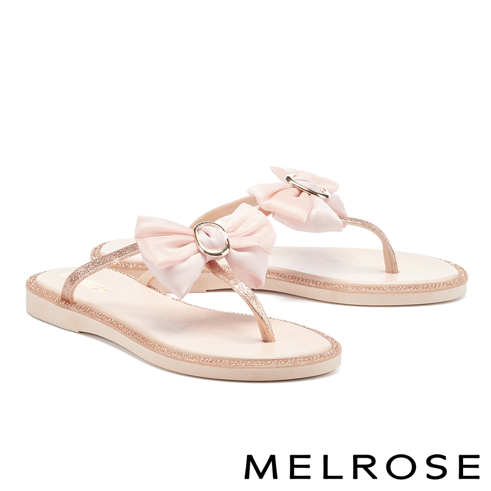 拖鞋 MELROSE 氣質甜美蝴蝶結造型夾腳拖鞋－粉