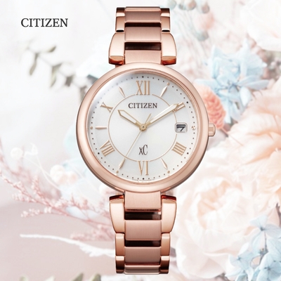 CITIZEN 星辰 xC 亞洲限定款 光動能 不鏽鋼淑女腕錶-玫瑰金33mm EO1192-59A 防水50米