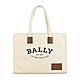 BALLY Crystalia英文印字LOGO柔軟帆布B字皮標設計吸釦肩背托特包(大/自然白) product thumbnail 1