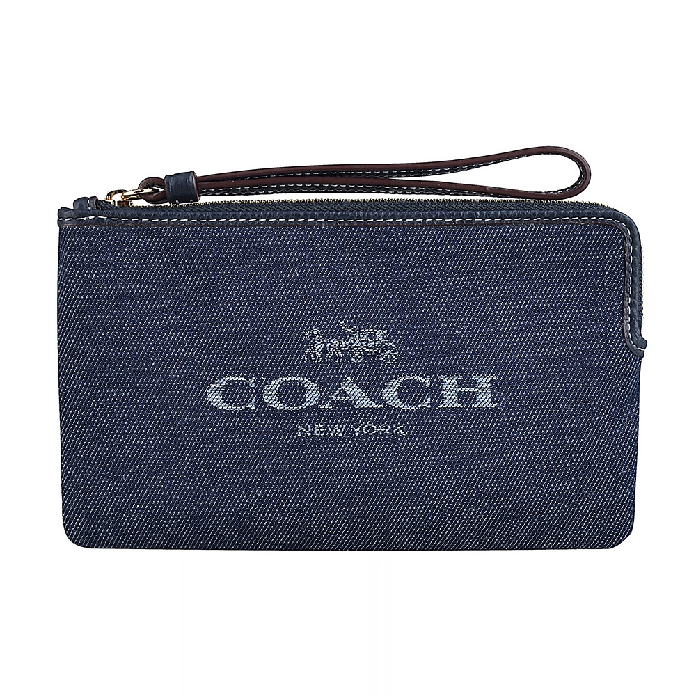 Coach 經典LOGO標誌大手拿包(丹寧藍)