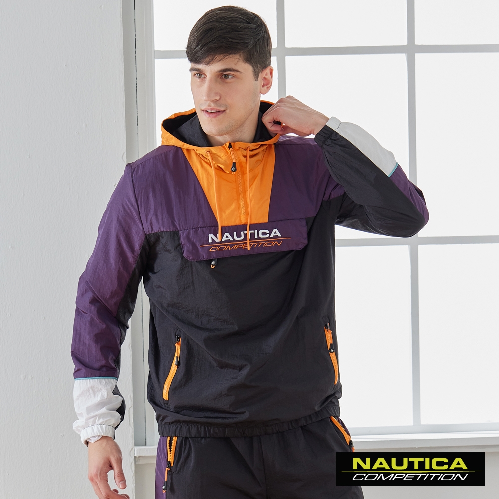 Nautica男裝 COMPETITION潮流拼接長袖連帽衝鋒衣-紫