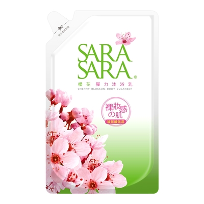【SARA SARA 莎啦莎啦】櫻花彈力沐浴乳補充包800gx12