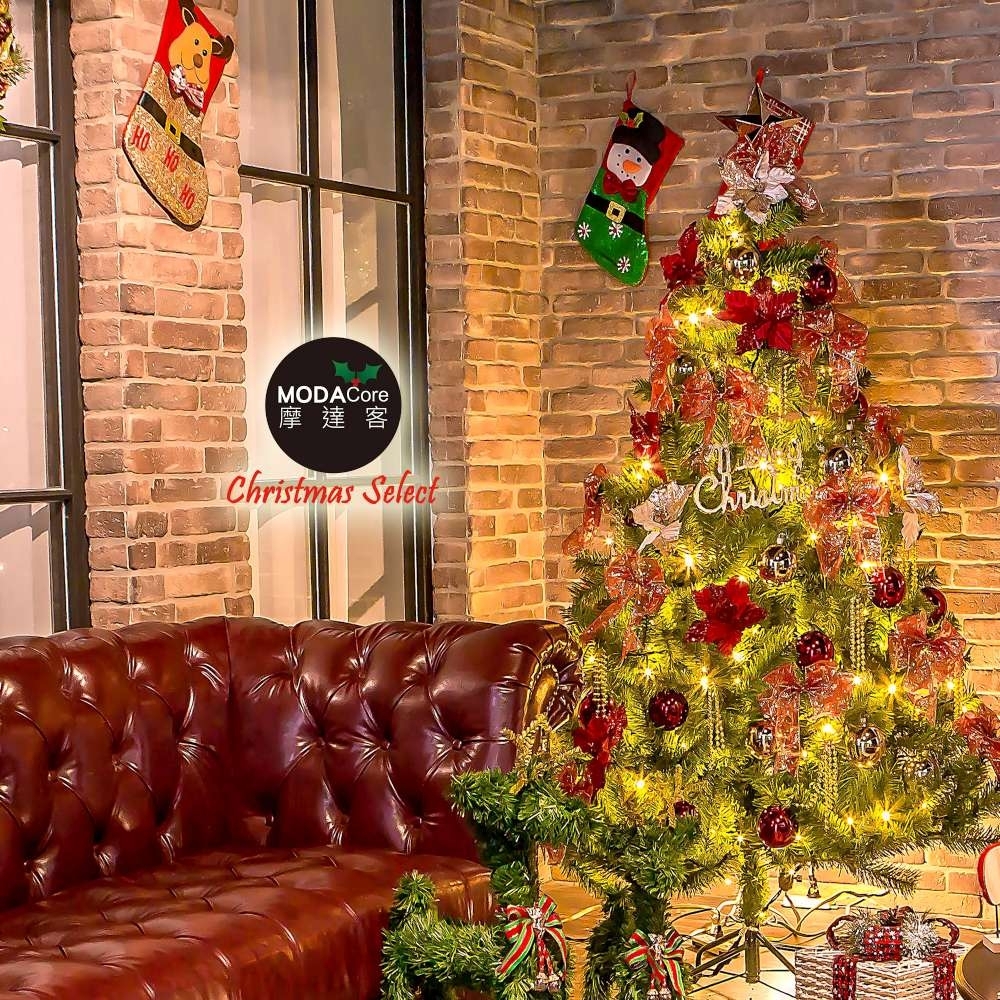 摩達客耶誕-台製6尺(180cm)高規特豪華版綠聖誕樹+絕美聖誕花蝴蝶結系配件+100燈LED燈暖白光*2(附控制器)