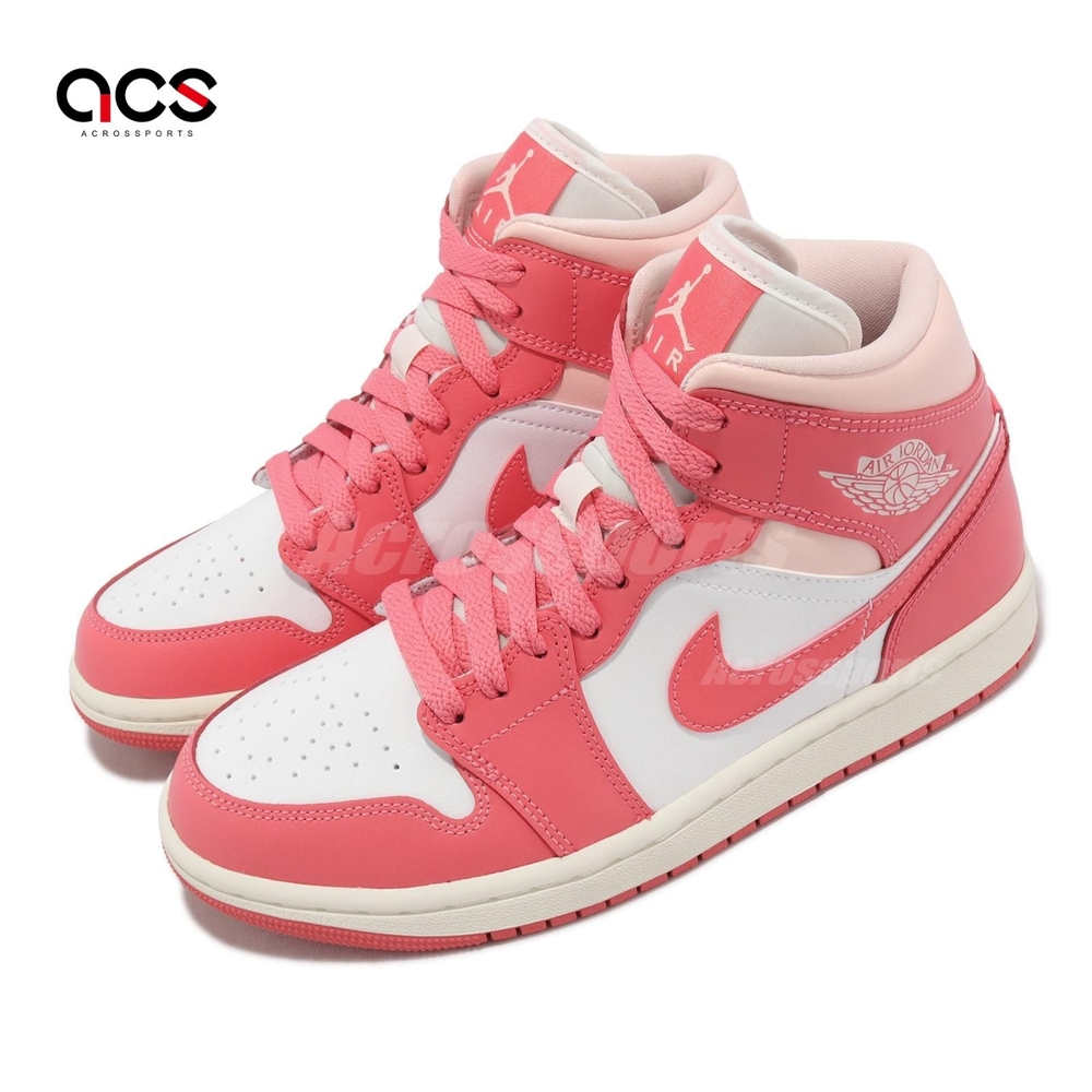 Nike Wmns Air Jordan 1 Mid 女鞋粉紅白草莓奶油AJ1 一代喬丹BQ6472