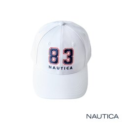 Nautica 品牌LOGO文字休閒帽-白色