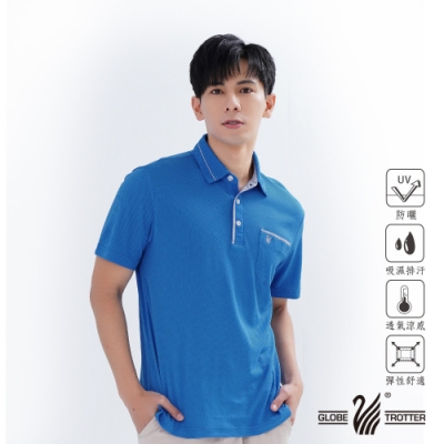 【遊遍天下】男款格紋抗UV吸濕排汗POLO衫GS1011藍色