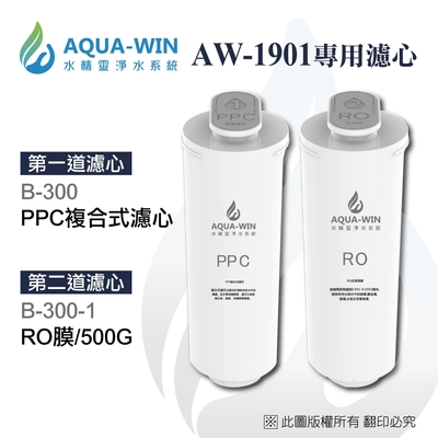 【AQUA-WIN 水精靈】AW-1901專用濾心2支組(B-300+B-300-1)