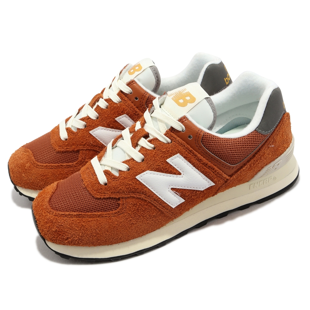 New Balance 休閒鞋 574 橘紅 磚紅 白 灰 男鞋 女鞋 復古 麂皮 緩震 運動鞋 情侶鞋 U574HT2 D