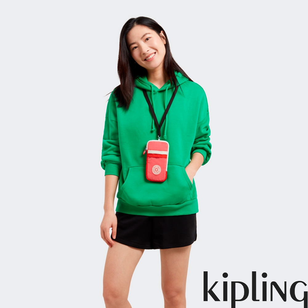 Kipling 甜潤粉紅單層拉鍊配件包-CLARK