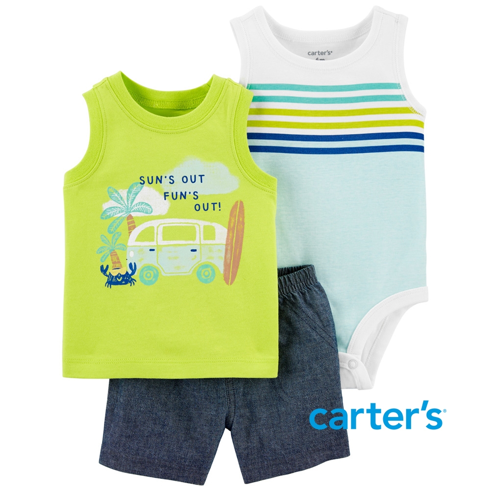 【Carter's】 跟著太陽度假去3件組套裝(3M-24M)