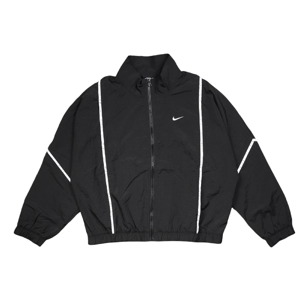 Nike 外套 NSW Woven Jacket 女款 網布內裡 寬鬆 運動休閒 夾克 黑 白 DB3910-010