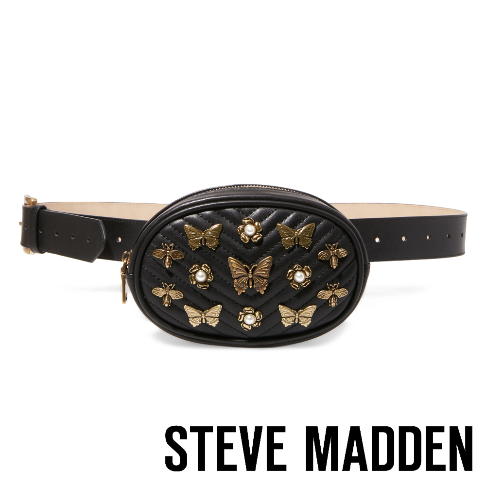 STEVE MADDEN-W-BUGGED 個性金屬扣飾腰包-黑色