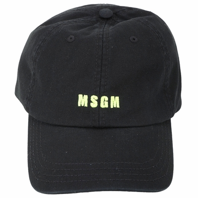 MSGM 品牌字母刺繡棉質鴨舌帽(黑色)