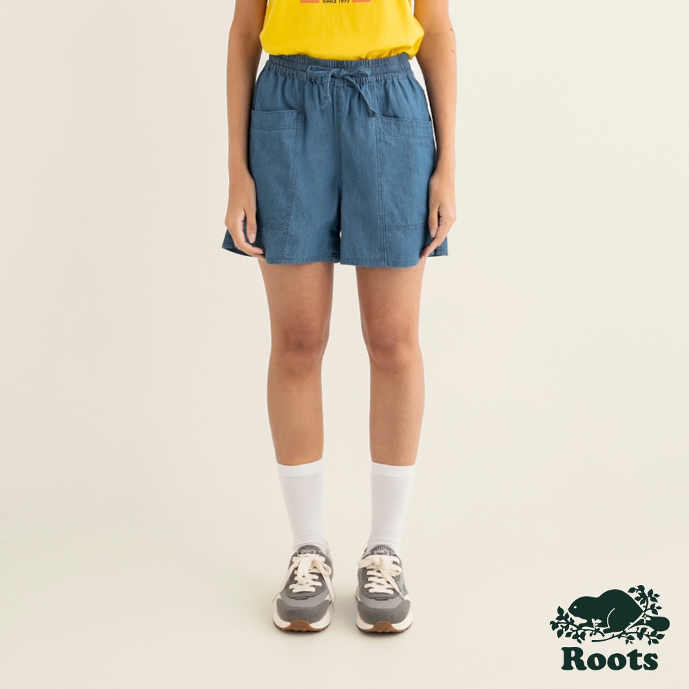 Roots 女裝- CHAMBRAY短褲-藍色