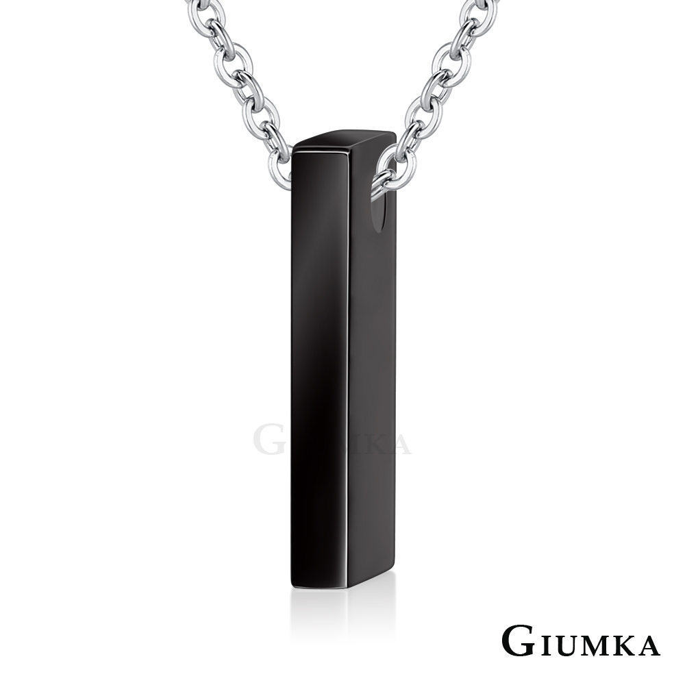 GIUMKA白鋼項鍊刻字推薦 女短鍊歐美極簡幾何元素 黑色幾何長方 單個價格