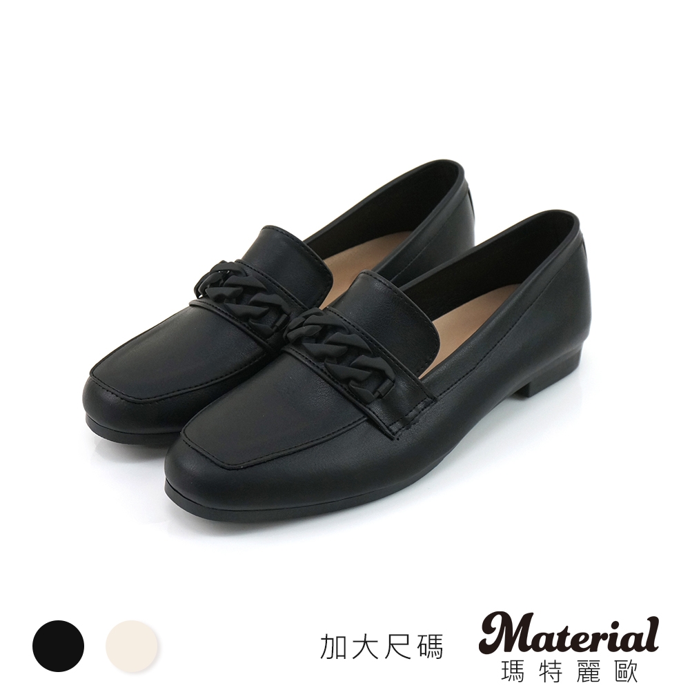 Material瑪特麗歐 樂福鞋 MIT加大尺碼一字鏈飾包鞋 TG5430