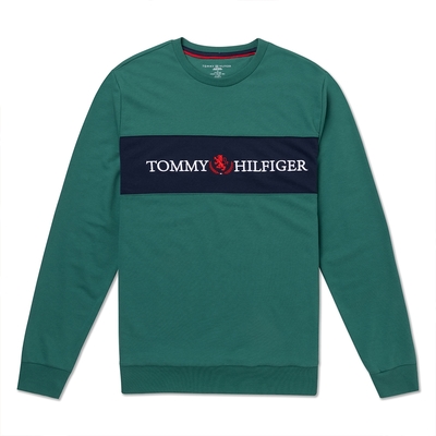 TOMMY 熱銷刺繡文字Logo大學T恤-綠色