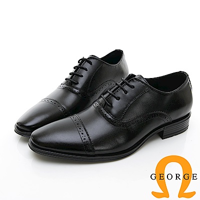 【GEORGE 喬治皮鞋】尊爵系列 拼接雕花綁帶紳士鞋皮鞋-黑色