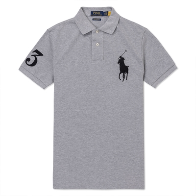 polo ralph lauren rl 熱銷刺繡大馬短袖polo衫(custom slim fit)-灰色