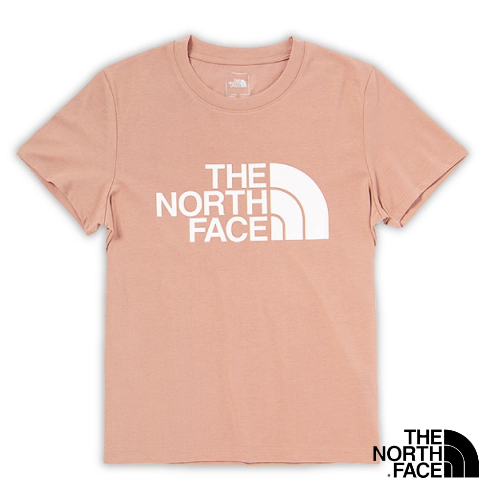 The North Face 女新款 經典柔軟透氣大LOGO短袖圓領T恤_粉褐 N