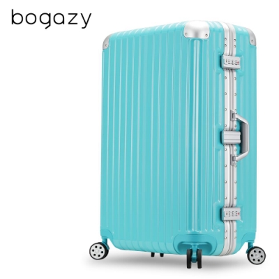 Bogazy 迷幻森林II 26吋鋁框新型力學V槽鏡面行李箱(蒂芬妮藍)
