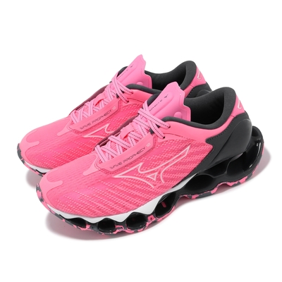 Mizuno 慢跑鞋 Wave Prophecy 12 女鞋 粉 黑 緩衝 回彈 輕量 運動鞋 美津濃 J1GD2300-74