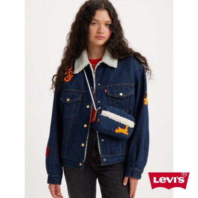 Levis 女款 90年古著毛領牛仔外套 / 寬袖設計 / 絨面徽章Logo