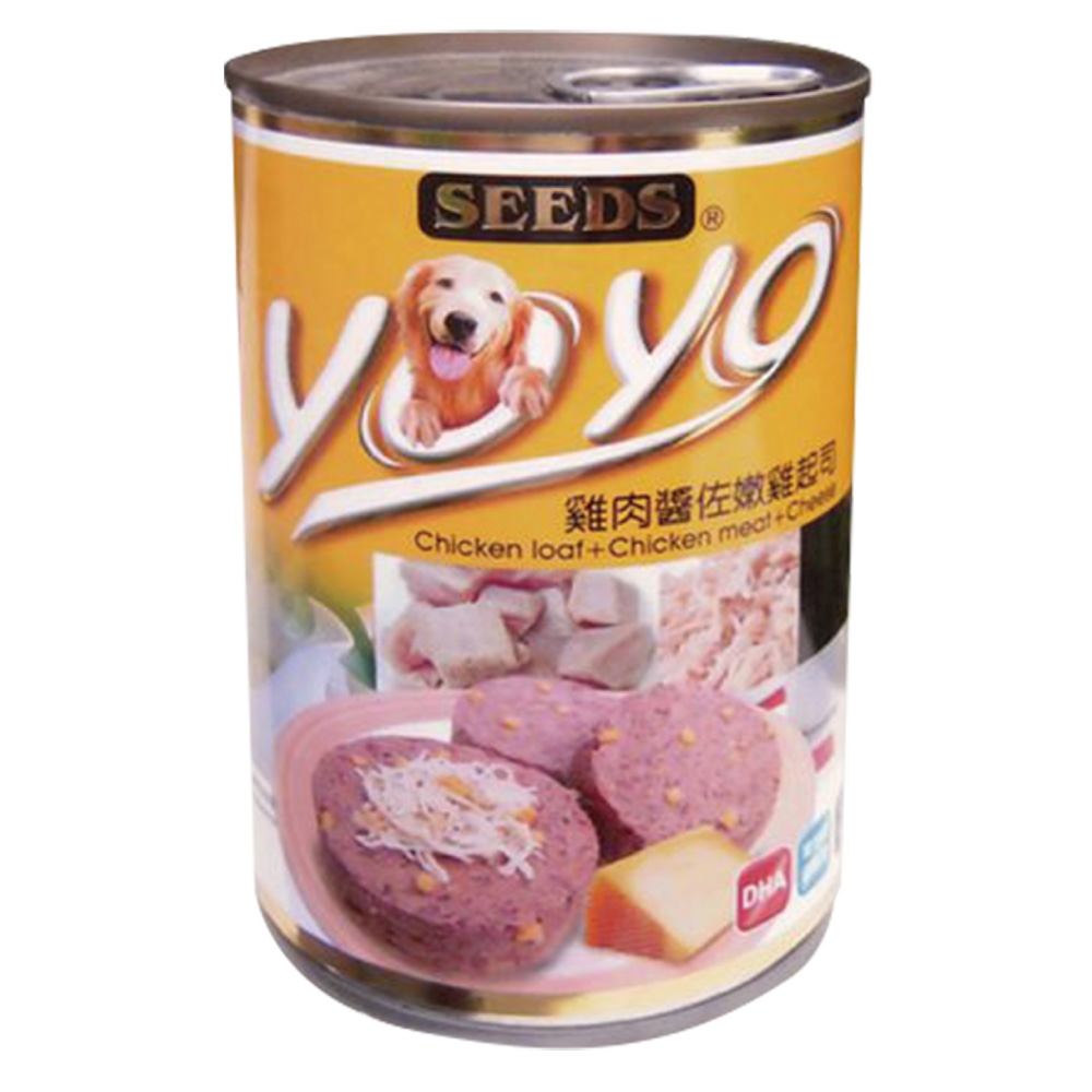 【Seeds 聖萊西】yoyo愛犬機能餐罐-雞肉醬佐嫩雞起司(375gX24罐)