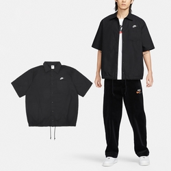 Nike 短袖 Club Oxford Button-Down 男款 黑 白 寬鬆 抽繩 襯衫 FN3903-010