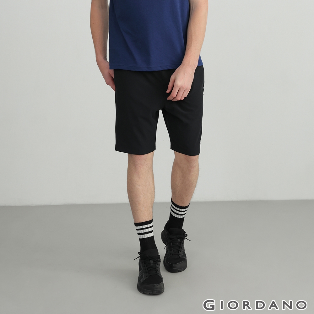 GIORDANO 男裝3M撞色抽繩短褲 - 39 標誌黑