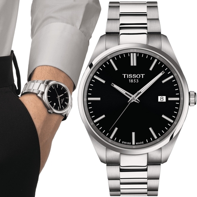 TISSOT 天梭錶官方授權 PR 100 簡約時尚男錶-T1504101105100/黑40mm 送禮推薦