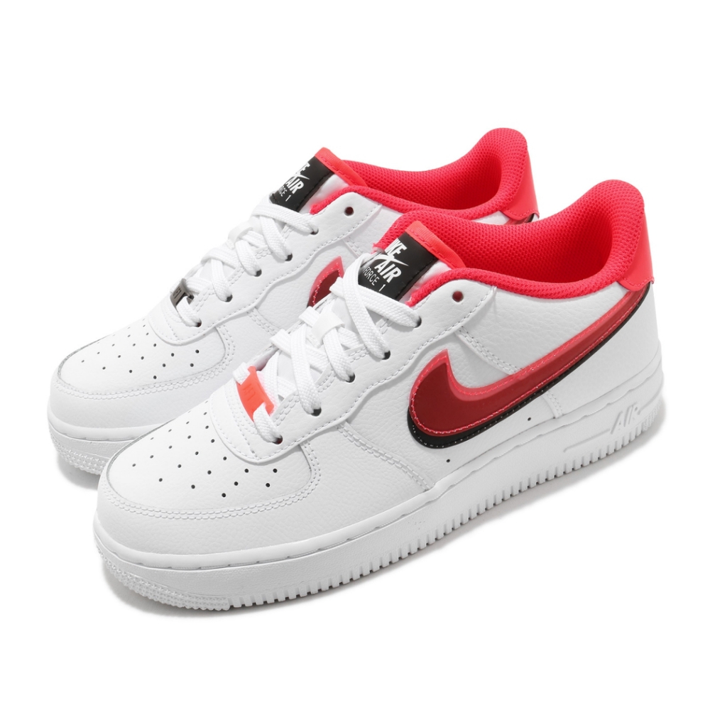 Nike 休閒鞋 Air Force 1 LV8 運動 女鞋 經典 AF1 舒適 皮革 簡約 穿搭 大童 白紅 CW1574101