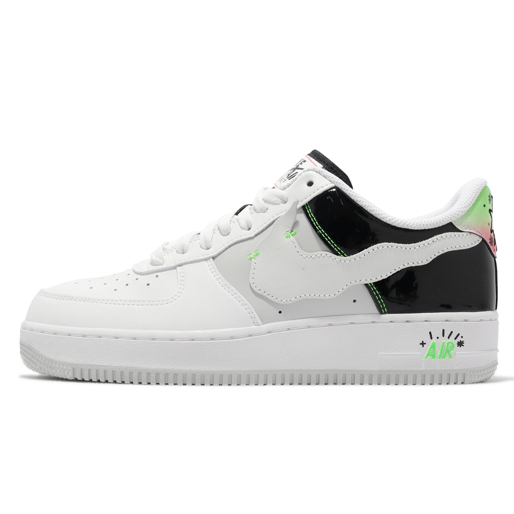 Nike 休閒鞋Air Force 1 07 LV8 男鞋白灰黑UV變色塗鴉Q版彩繪皮革